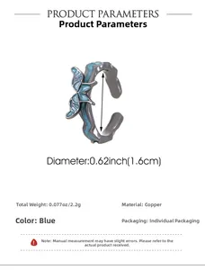 Detailed view of blue butterfly open ring with 1.6cm inner diameter and copper material