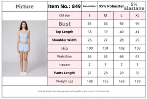 Detailed size chart for floral lace camisole and shorts set with measurement parameters