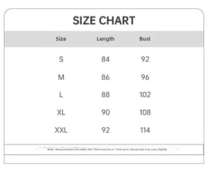 Size chart for French style silk pajamas showing measurements from S to XXL for length and bust