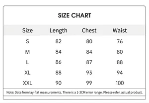 Size chart for French style silk pajamas with bust, length, and waist measurements in cm