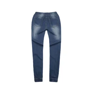 Damen Denim-Jogginghose in Mittelblau mit elastischem Bund, Taschen und schmaler Passform
