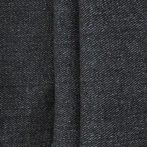 Macro shot of heavy-weight twill texture and fabric detail on dark denim overalls
