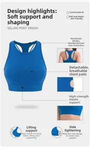 Detail of high-impact racerback sports bra showing elastic band and breathable pads