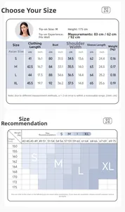 Detailed size chart for women's yoga cardigan with measurements in cm and inches