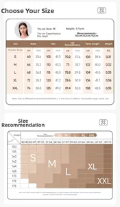 Detailed size chart for wide leg sports pants from S to XXL with model references