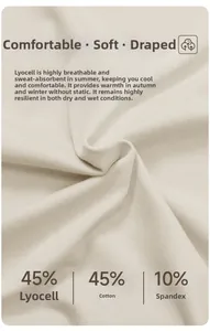 Detail von beigem Yogafasergewebe aus 45% Lyocell, 45% Baumwolle und 10% Elasthan