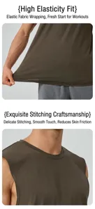 Macro shot of high-elasticity fabric and detailed stitching on men's yoga vest