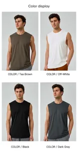 Men's yoga sports tank top color display in brown, cream, black, and dark grey