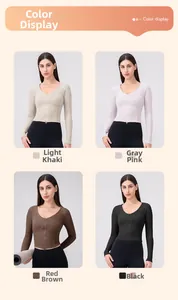 Top da yoga slim con zip in kaki chiaro, rosa antico, marrone rossastro e nero