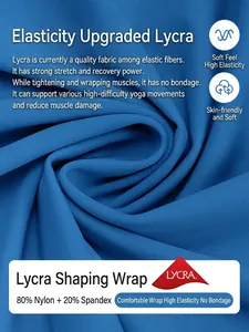 Blue high-impact Lycra sports bra made of 80% nylon and 20% spandex fabric for yoga