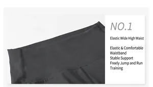 Detail of high-waisted dark grey yoga pants with wide waistband for tummy control