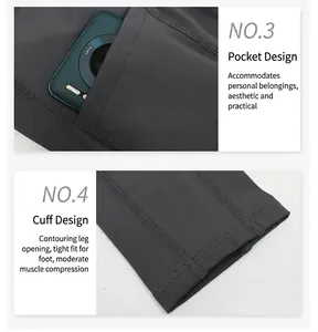 Detail view of high-waisted yoga pants showing side pocket and reinforced leg cuffs