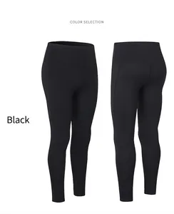Close-up of black high-waisted yoga pants with tummy control and butt-lifting seams