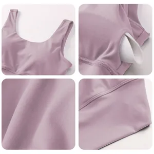 Damen Sport-BH in Rosa mit breiten Trägern und herausnehmbaren Pads aus Strickstoff