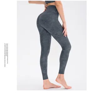 Detail showing the lift and sculpting effect of high waist camo yoga leggings