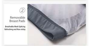 Detail of high-elastic yoga bra with breathable mesh and removable chest pads
