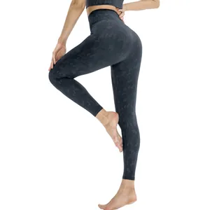 Dunkelgraue Tarnmuster Yoga-Hose für Damen mit hoher Taille und Bauchweg-Effekt-Passform