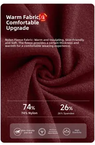 Gros plan sur la doublure polaire chaude de la veste de yoga rouge en nylon doux et épais