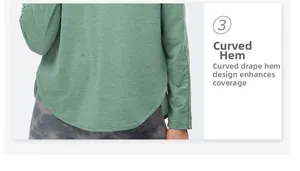 Détail du haut de sport gris-vert montrant un ourlet arrondi pour la protection