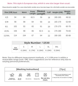 Detailed sizing chart and weight guide for women's UV protection long sleeve yoga shirts