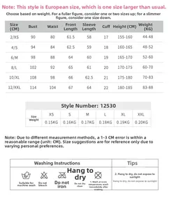 Detailed European size chart for women's sun protection yoga long sleeve shirt