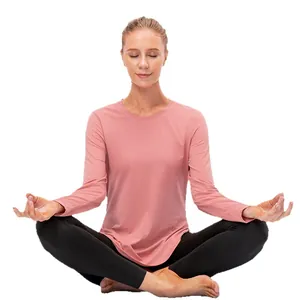 Women's UPF 50+ yoga long sleeve shirt and leggings set for sun protection and fitness