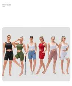 Selezione di pantaloncini da yoga a vita alta in sei colori con vita incrociata e tasche