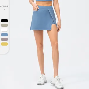 Dames Sport Skort Hoge Taille Zijsplit Anti Blootstelling Tennisrok Met Zakken Hardlopen Golf Yoga Sport Onderstuk