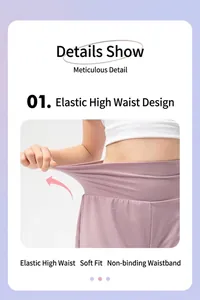 Detail of girls' stretch high waist shorts showing elastic fabric and comfortable fit