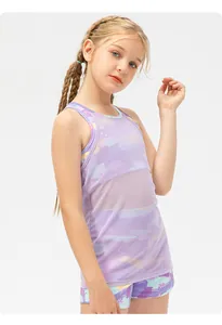 Close-up of girls' sport set showing breathable mesh overlay and tie-dye patterns