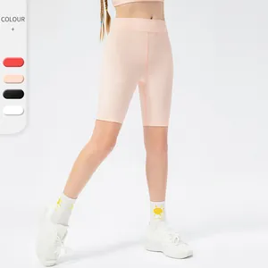 Girls High Waist Biker Shorts Stretchy Nylon Spandex Sports Yoga Shorts For Running Dance Gym Workout Tight Fitness Pants