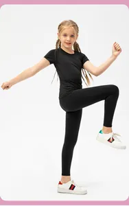 Close-up of girls' black high-elasticity sports compression set for dance and fitness
