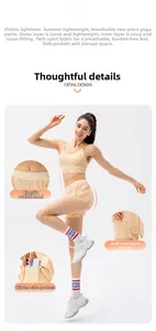 Détail du short de yoga double couche avec poche latérale cachée et taille élastique