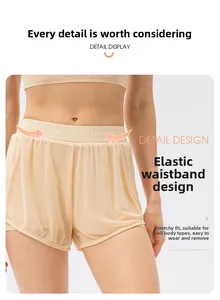 Détail de la taille élastique haute performance et du mesh respirant sur short de sport