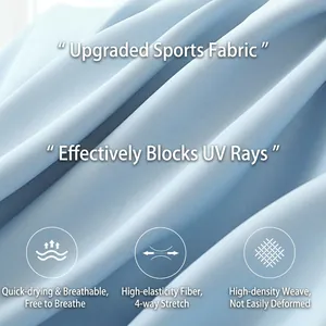 Haut de sport femme anti-UV UPF 50+ à manches longues en tissu bleu clair respirant