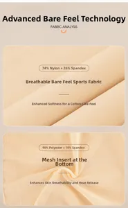 Macro view of yoga bra fabric showing 74% nylon 26% spandex blend and mesh detail