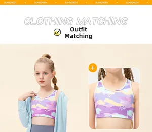Détail de la tenue de protection solaire pour filles avec débardeur à imprimé graffiti