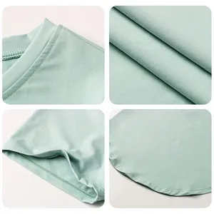 T-shirt da yoga verde menta traspirante con cuciture piatte e dettaglio orlo curvo
