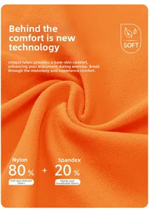 Gros plan du tissu orange respirant de la brassière de yoga, texture douce et élastique