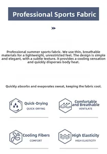 Infographic showing quick-dry, breathable and high-elasticity fabric features for shorts