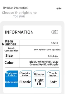 Tableau des tailles détaillé pour t-shirts de yoga en nylon et élasthanne