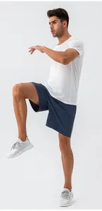 Detail of breathable mesh panels on a men's quick-dry sports t-shirt and shorts set