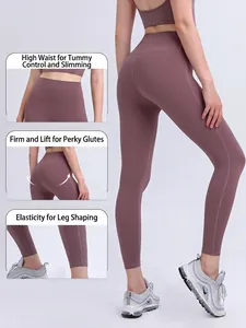 High waist yoga leggings in dusty pink featuring tummy control and push up lifting effect