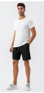 Men's quick-dry sports set with white t-shirt and black breathable running shorts