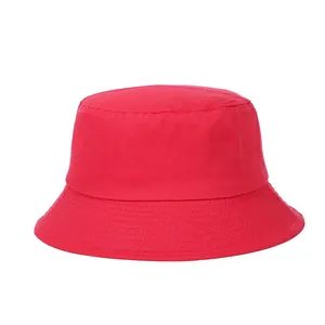 Detailed view of red cotton bucket hat stitching and premium durable fabric texture