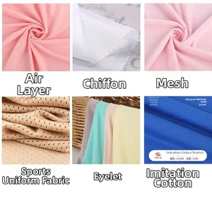 Detail showing fabric texture options including chiffon and mesh for two-piece sets