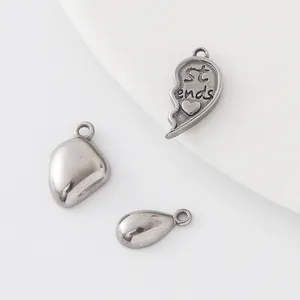 Minimalist stainless steel DIY pendants with heart and teardrop shapes for jewelry making