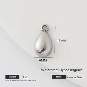 Detailed size specifications for 13mm stainless steel teardrop pendant jewelry accessory