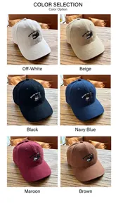 Détail des casquettes de baseball en coton avec broderie Shiba Inu en six coloris