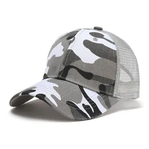 Casquette de baseball en mesh camouflage avec motifs gris et blancs pour protection solaire